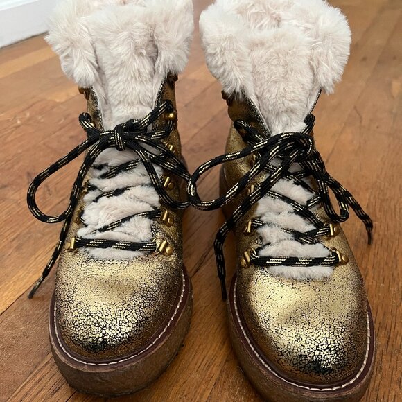 J.Crew Glitter Metallic Winter Boots • Faux Fur Lined • Size 7 - Picture 2 of 14